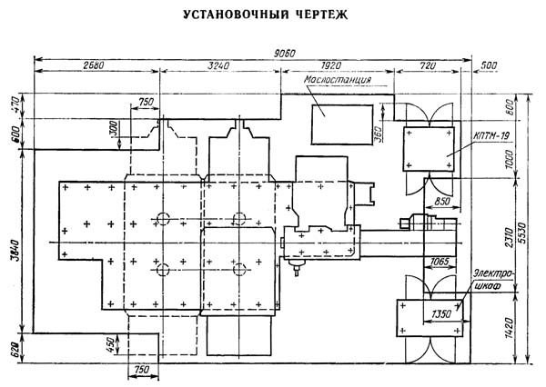 Установче креслення горизонтально-розточувального верстата 2А637Ф1Ф1